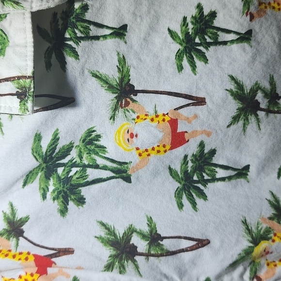 Ricky Singh Denim & Flowers Button Up Shirt Santa Hawaiian Christmas Large - Picture 3 of 6